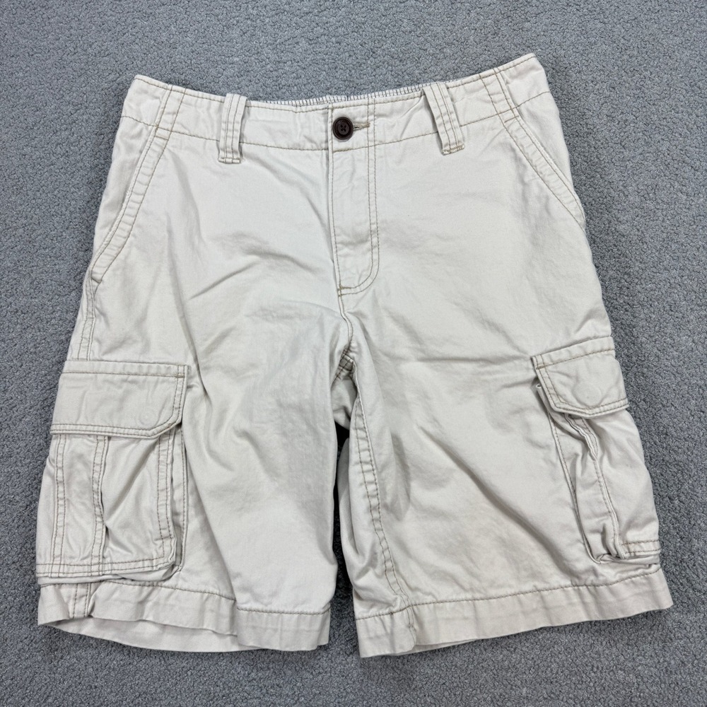 Aeropostale Cargo Shorts Men's 30 White Khaki Cotton Relaxed Fit Utility Y2K
